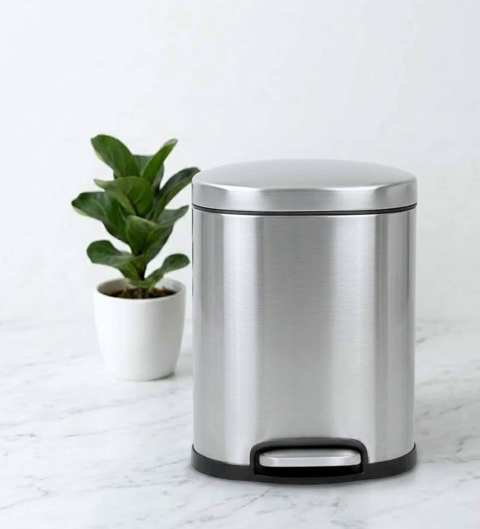 Silver Metal Noma Trash Bin 6 Ltr