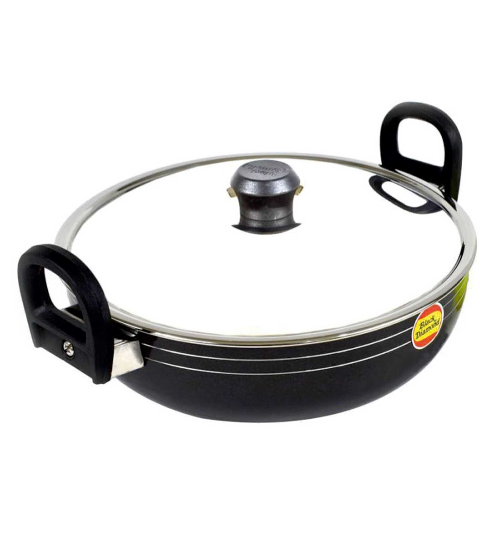 Blade Non- Stick Black Aluminium Kadhai with Lid