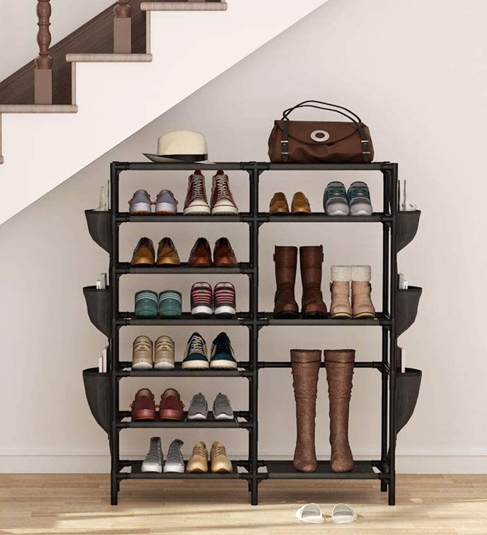 Buy Metal Open Shoe Rack in Black Finish by Aysis | Pepperfry