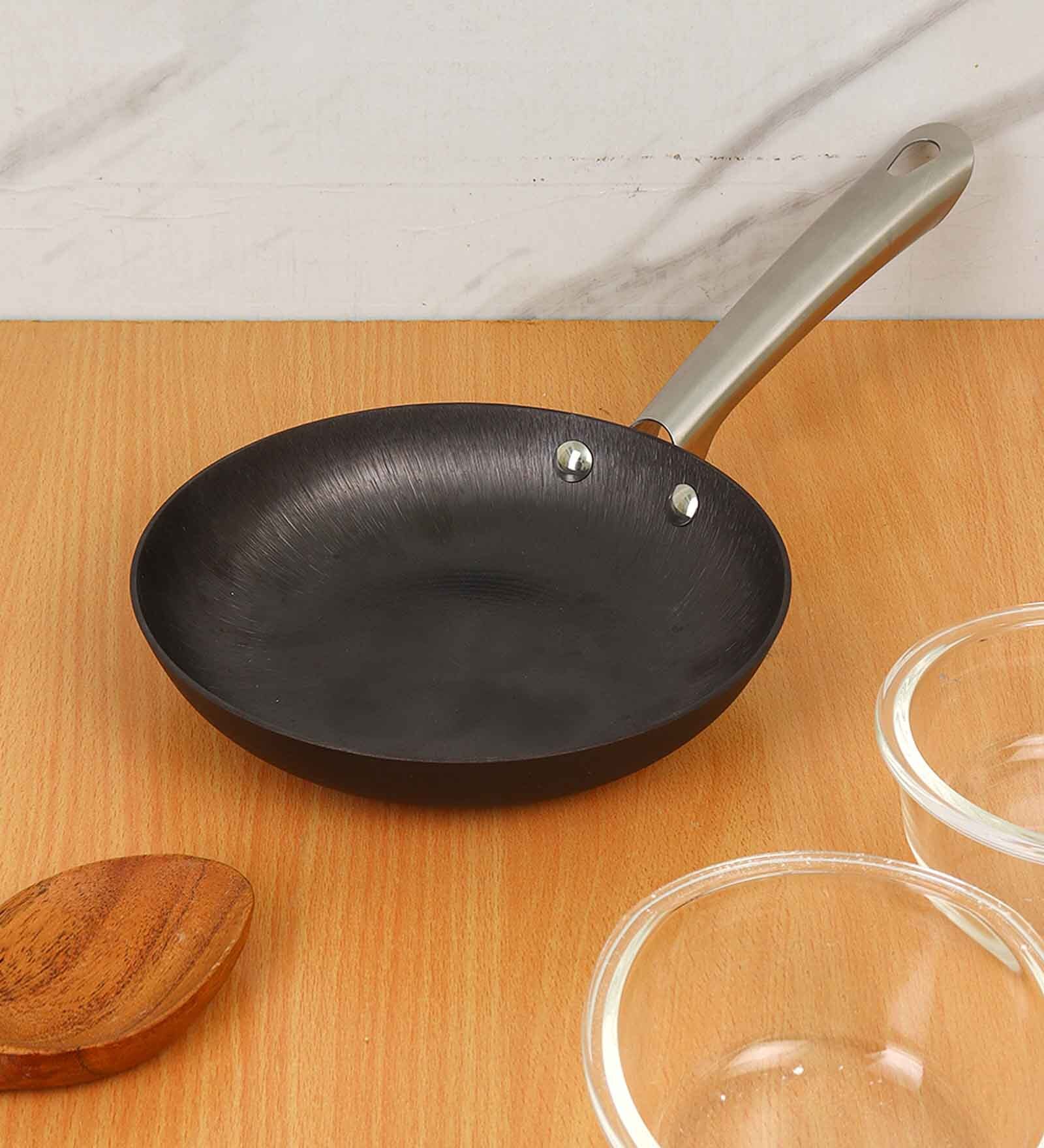 Cast Iron Non-Stick 30 cm Kadhai &  24 cm Frypan  Non Toxic and Coating Free 2 pcs Cookware Set