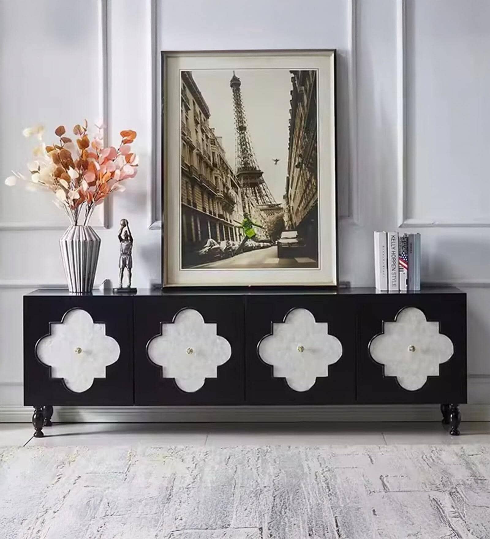 Noor Console Table In Black & White Colour