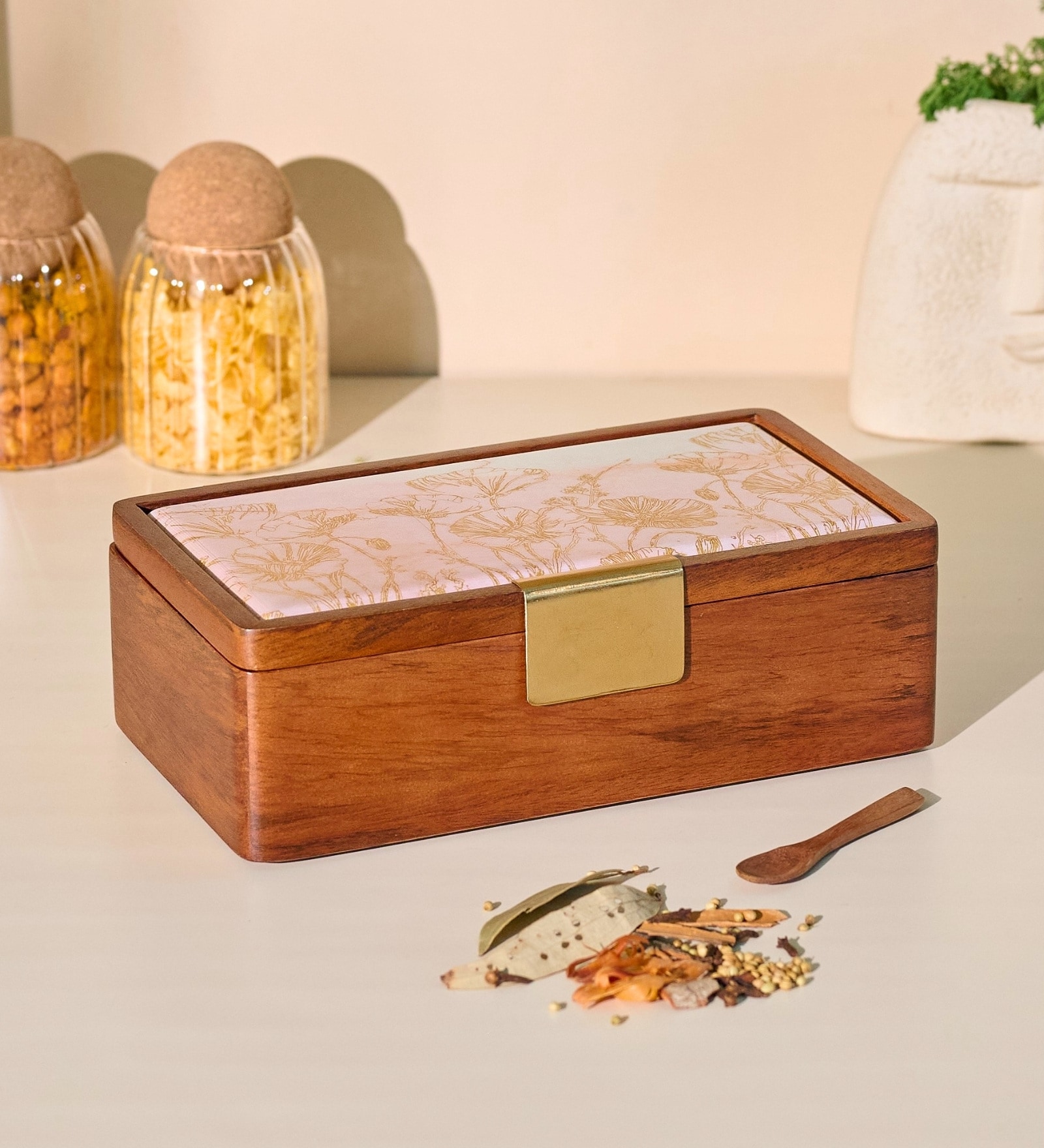 Noor Masala Box Wooden Spice Box