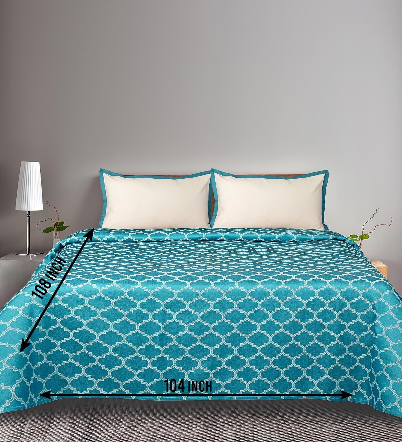 Green Noor Cotton Floral Breathable & Queen Size Bedsheet With 2 Pillow Covers