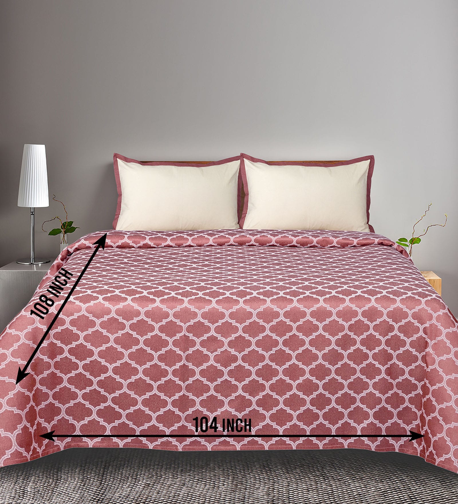 Purple Noor Cotton Floral Breathable & Queen Size Bedsheet With 2 Pillow Covers