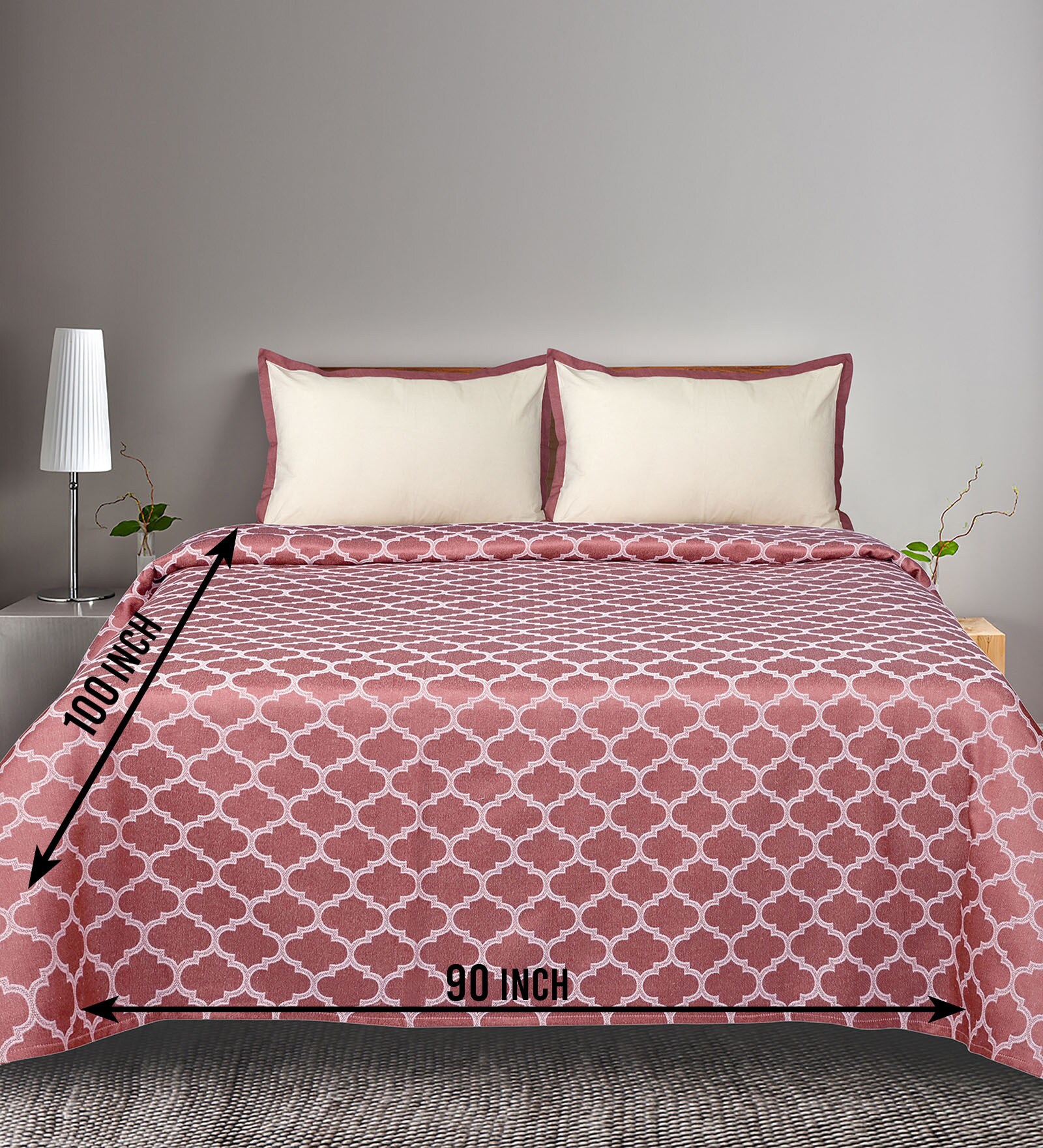 Purple Noor Cotton Floral Breathable & Queen Size Bedsheet With 2 Pillow Covers
