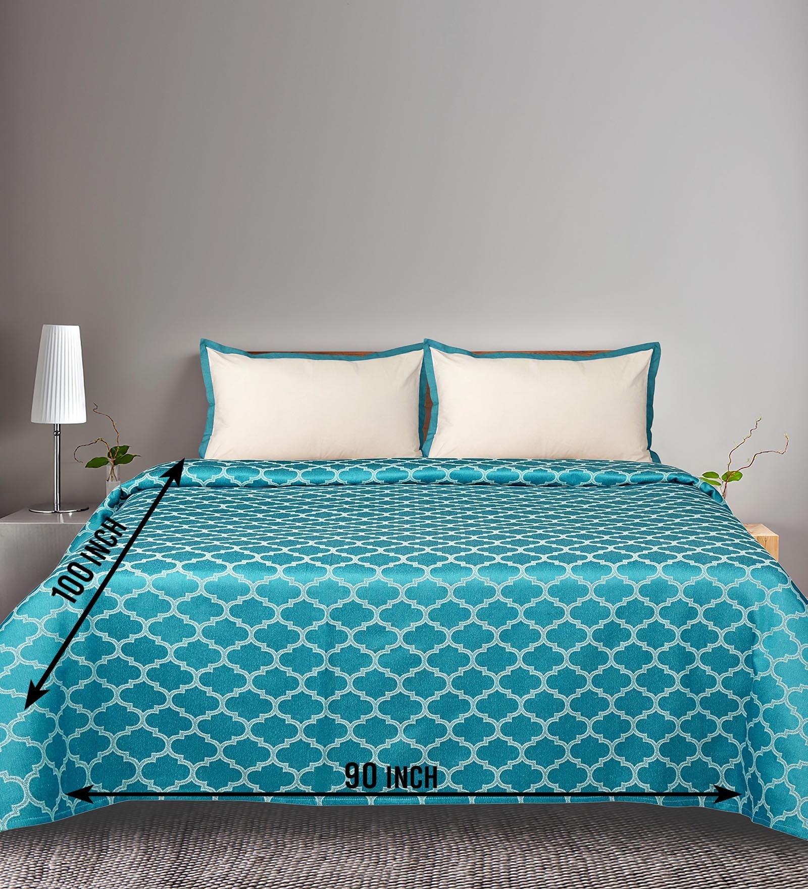 Green Noor Cotton Floral Breathable & Queen Size Bedsheet With 2 Pillow Covers