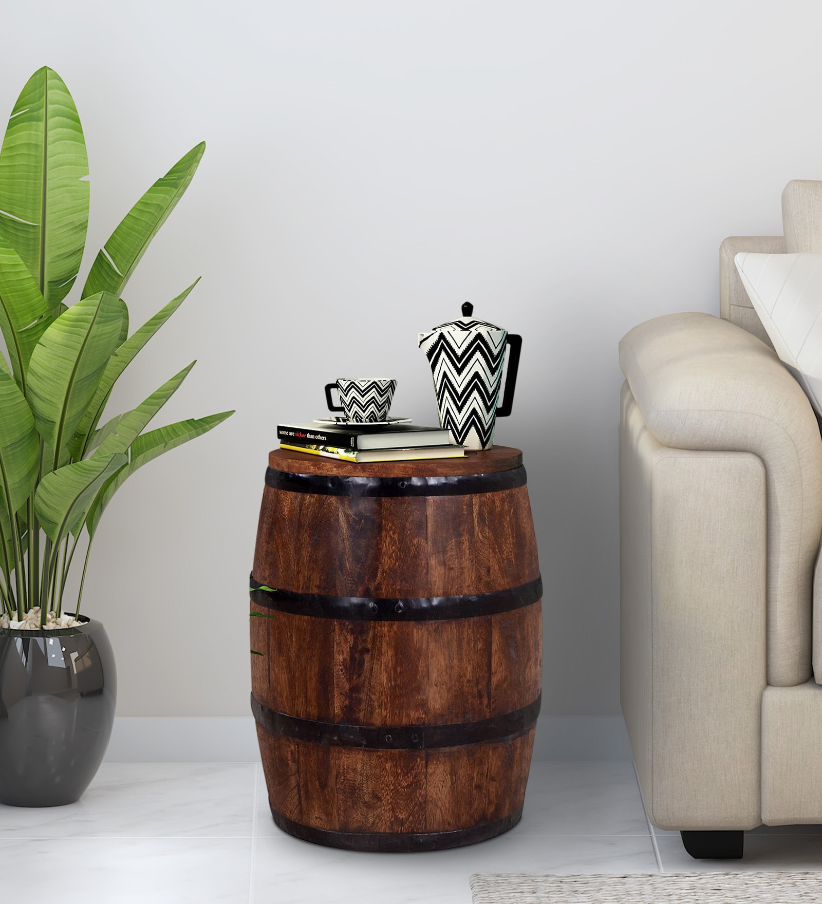 Norah Solid Wood Rio End Table With Storage In Scratch Resistant Distress Finish