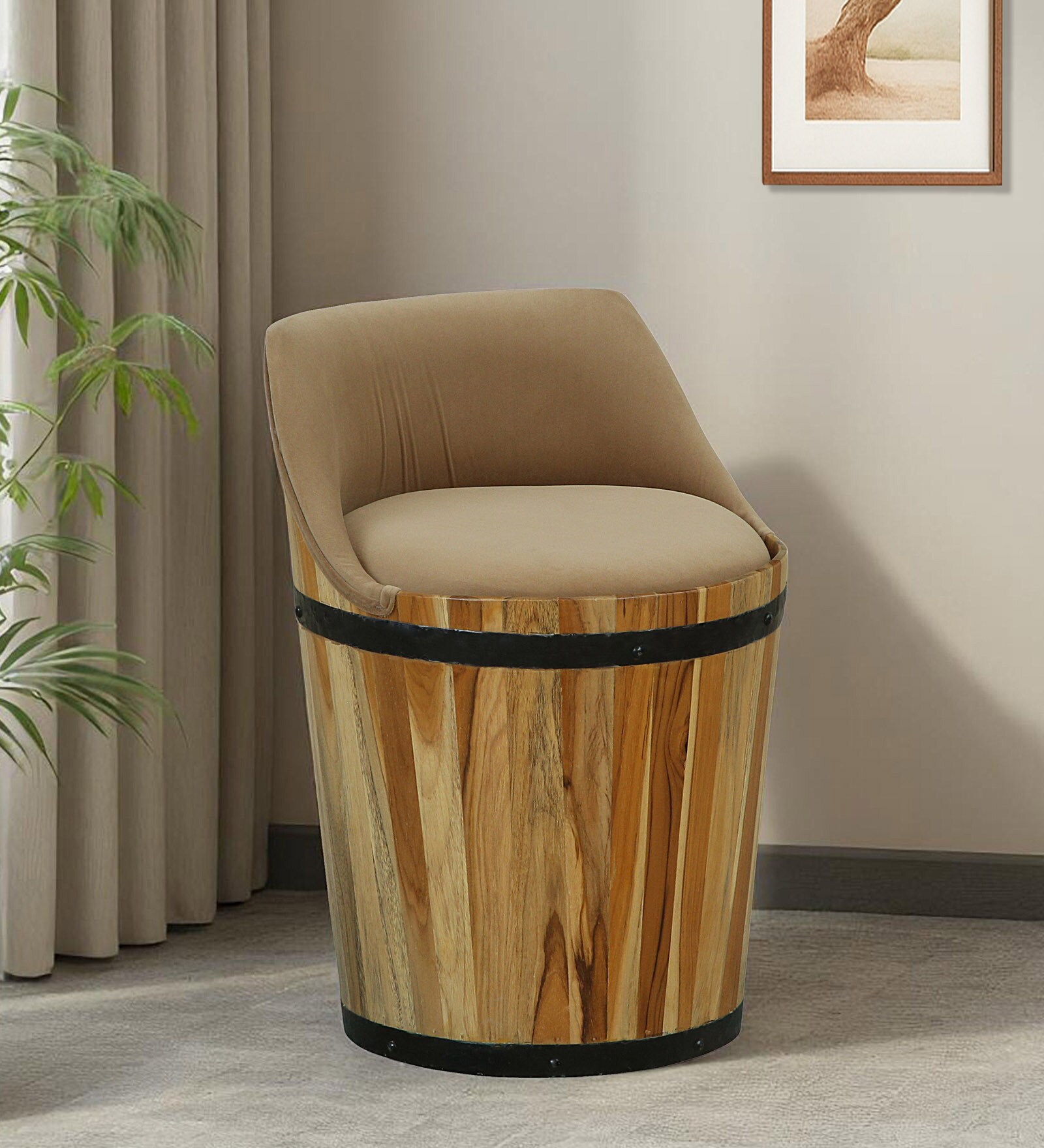 Norah Teak Wood Stool In Natural Finish