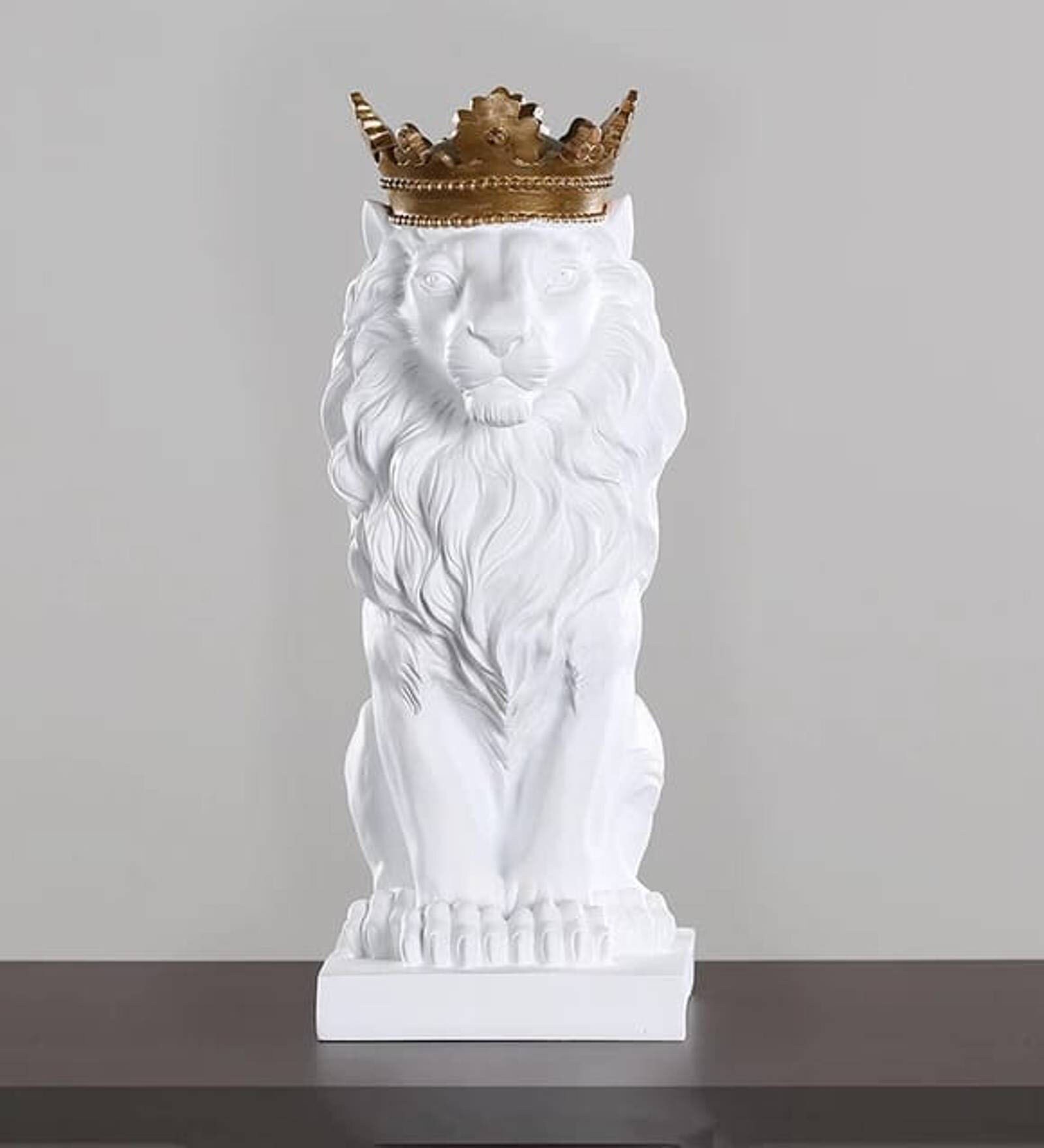 Nordic Minimalist Regal Lion White Resin Figurine