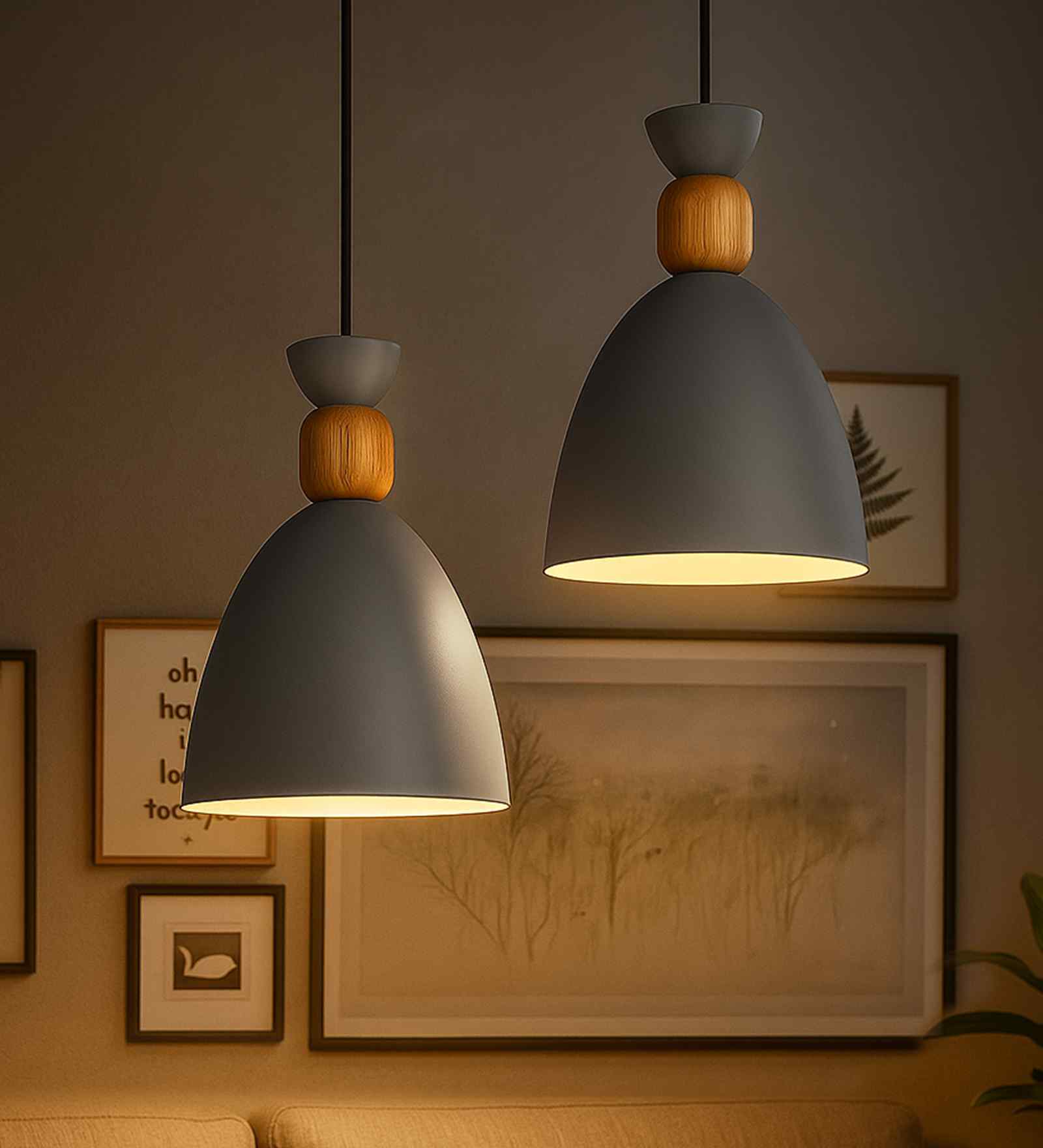 Nordic Minimaslist Macaron Iron With Hanging Light (Grey & Beige)