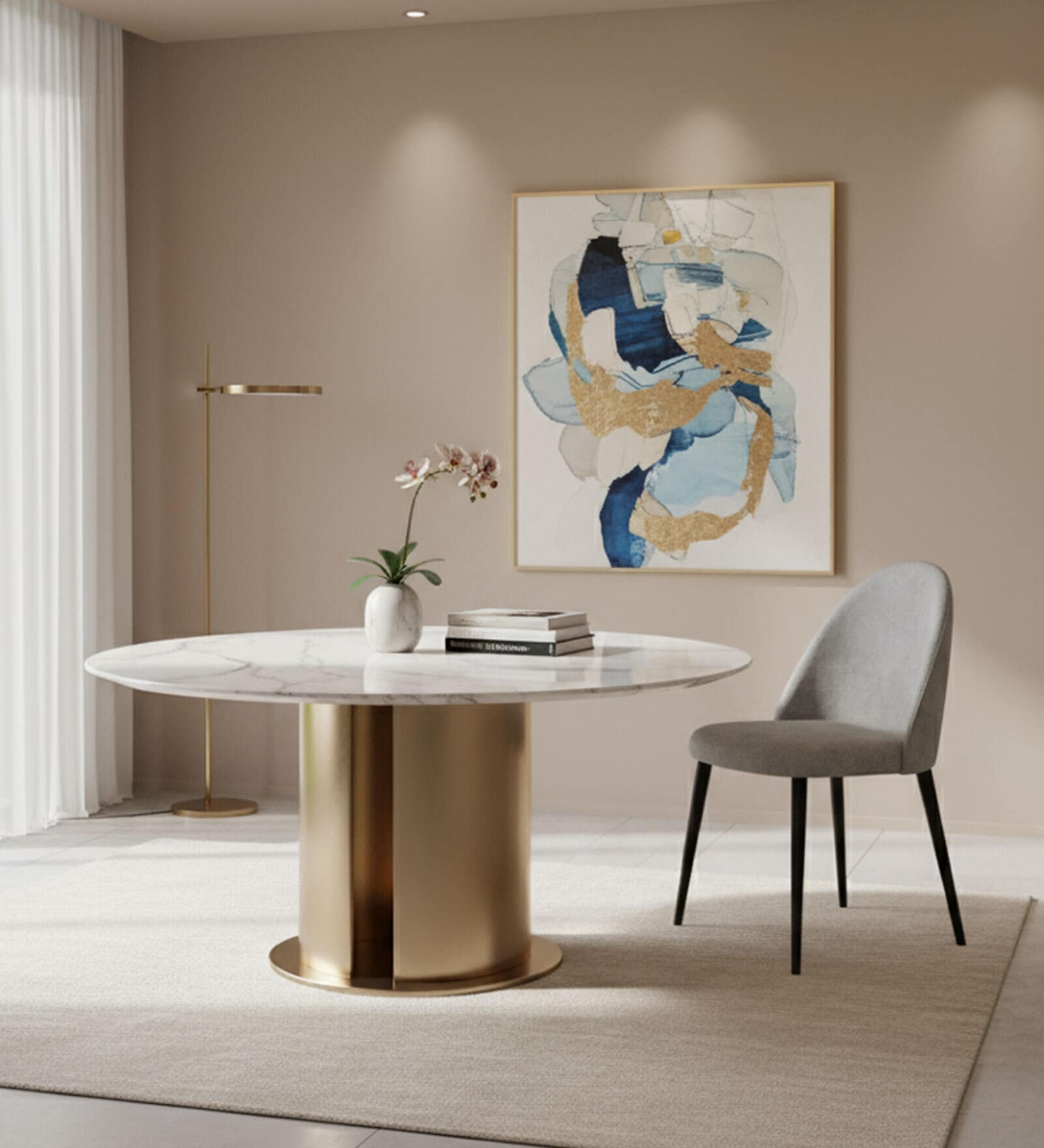 Nordic Peak Suede Dining Chair In Grey Colour