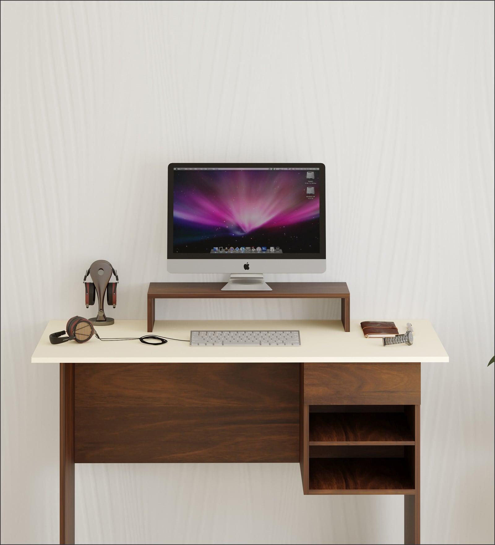 Norel Monitor Stand In Brown Maple Colour Norel Monitor Stand In Brown Maple Colour
