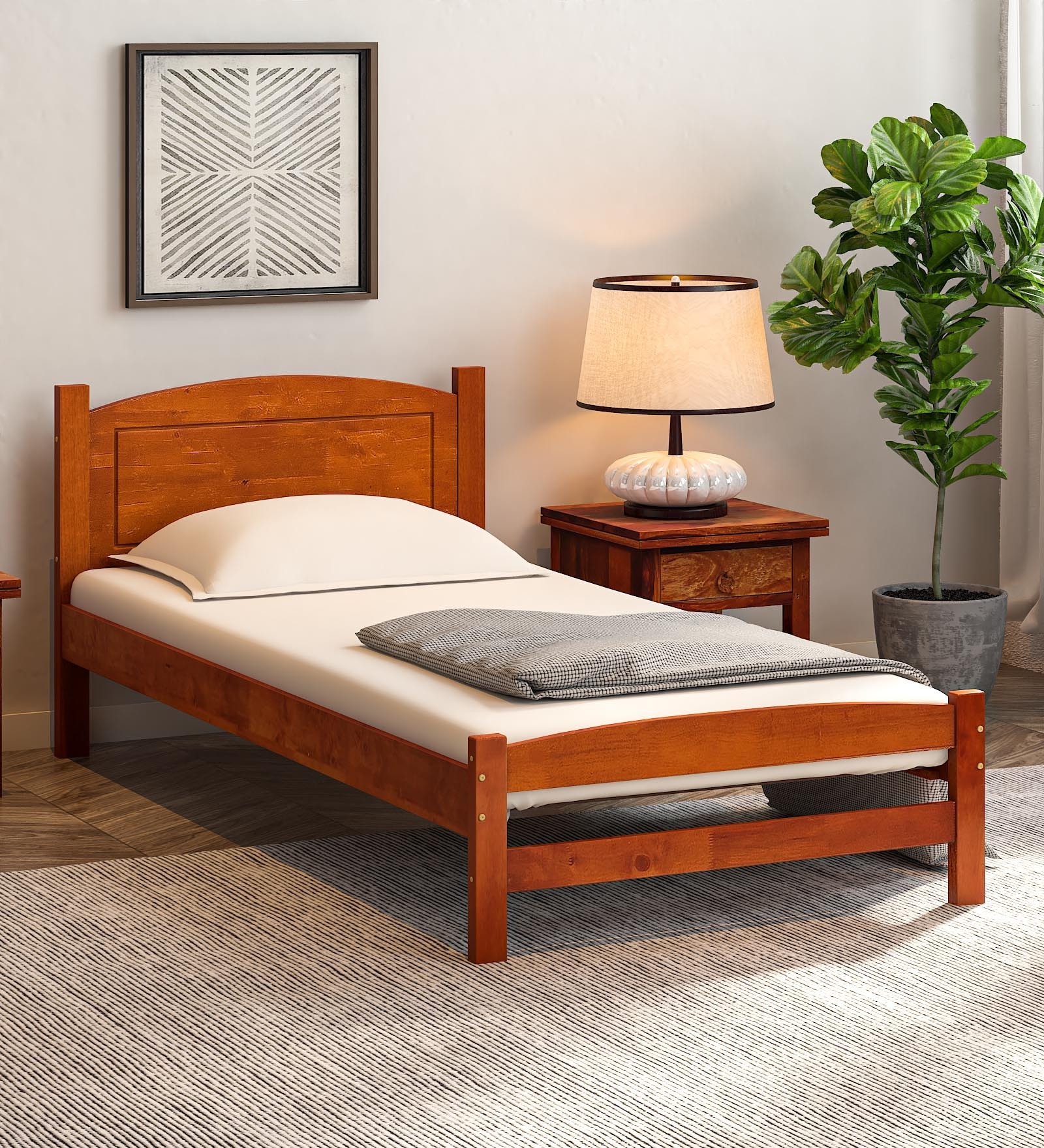 Buy Noriko Solid Wood Single Bed in Honey Oak Finish at 27% OFF by ...