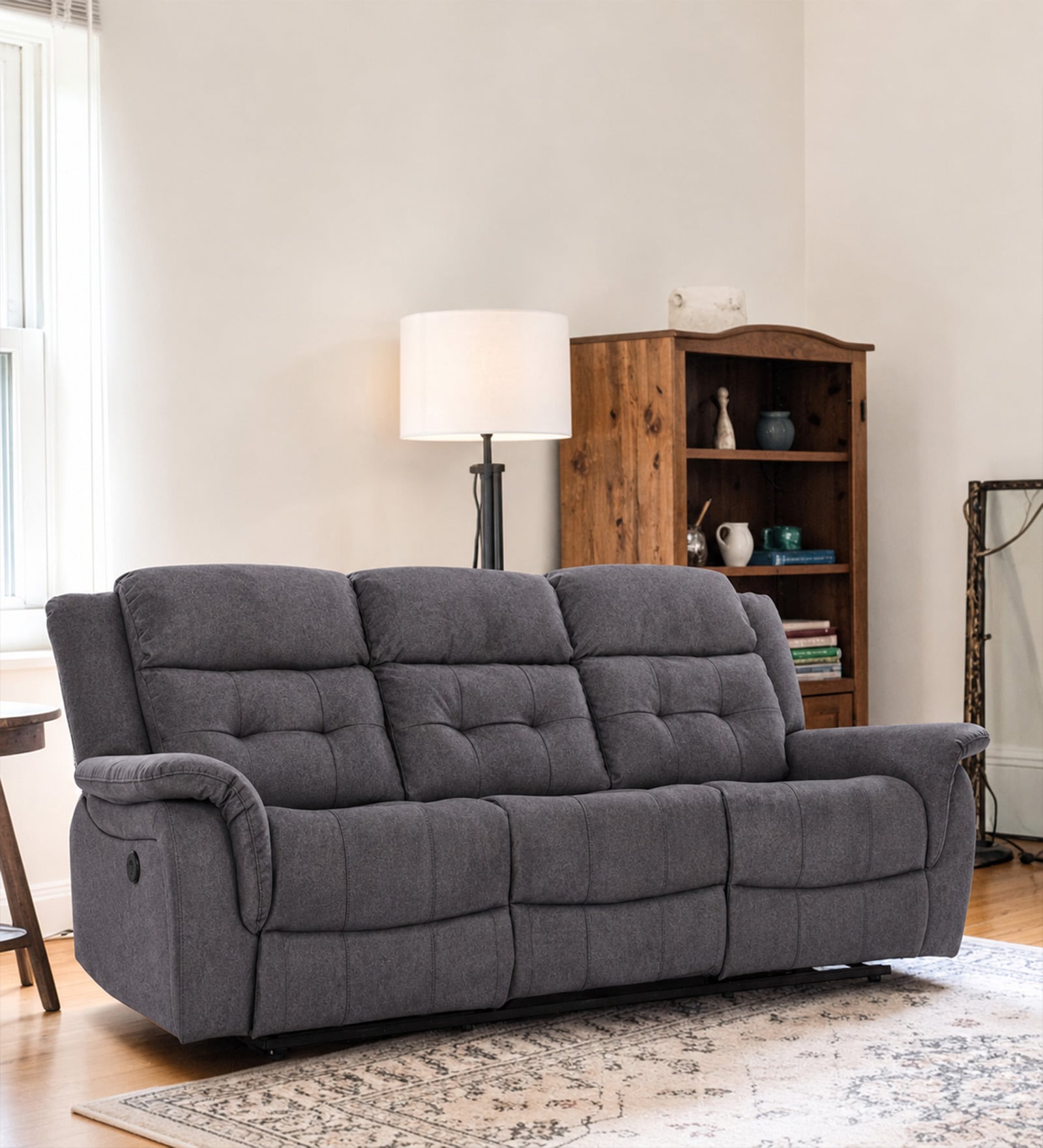 Norton 3 Seater Motorised Recliner in Grey Colour With Charging Port Norton 3 Seater Motorised Recliner in Grey Colour With Charging Port