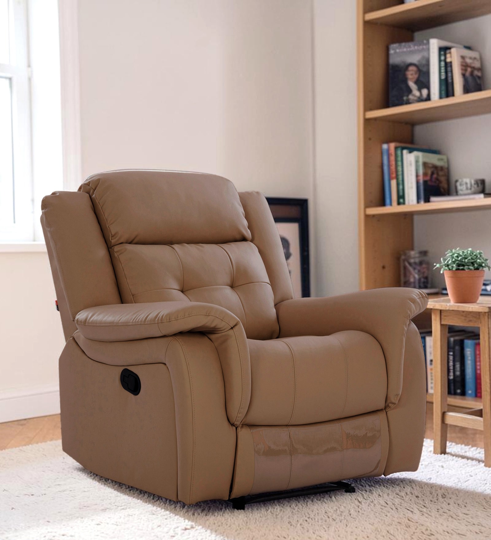 Norton Leatherette 1 Seater Manual Recliner in Brown Colour
