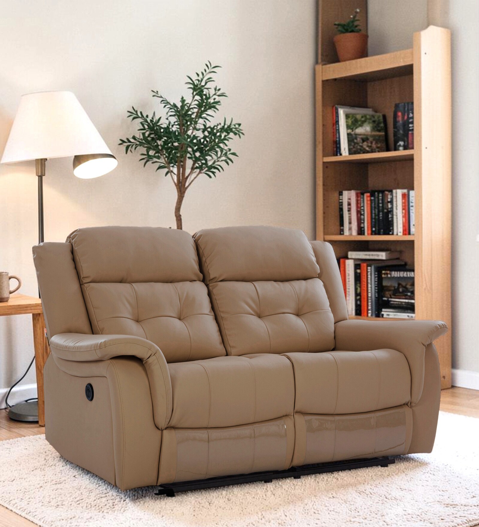 Norton Leatherette 2 Seater Motorized Recliner in Brown Colour