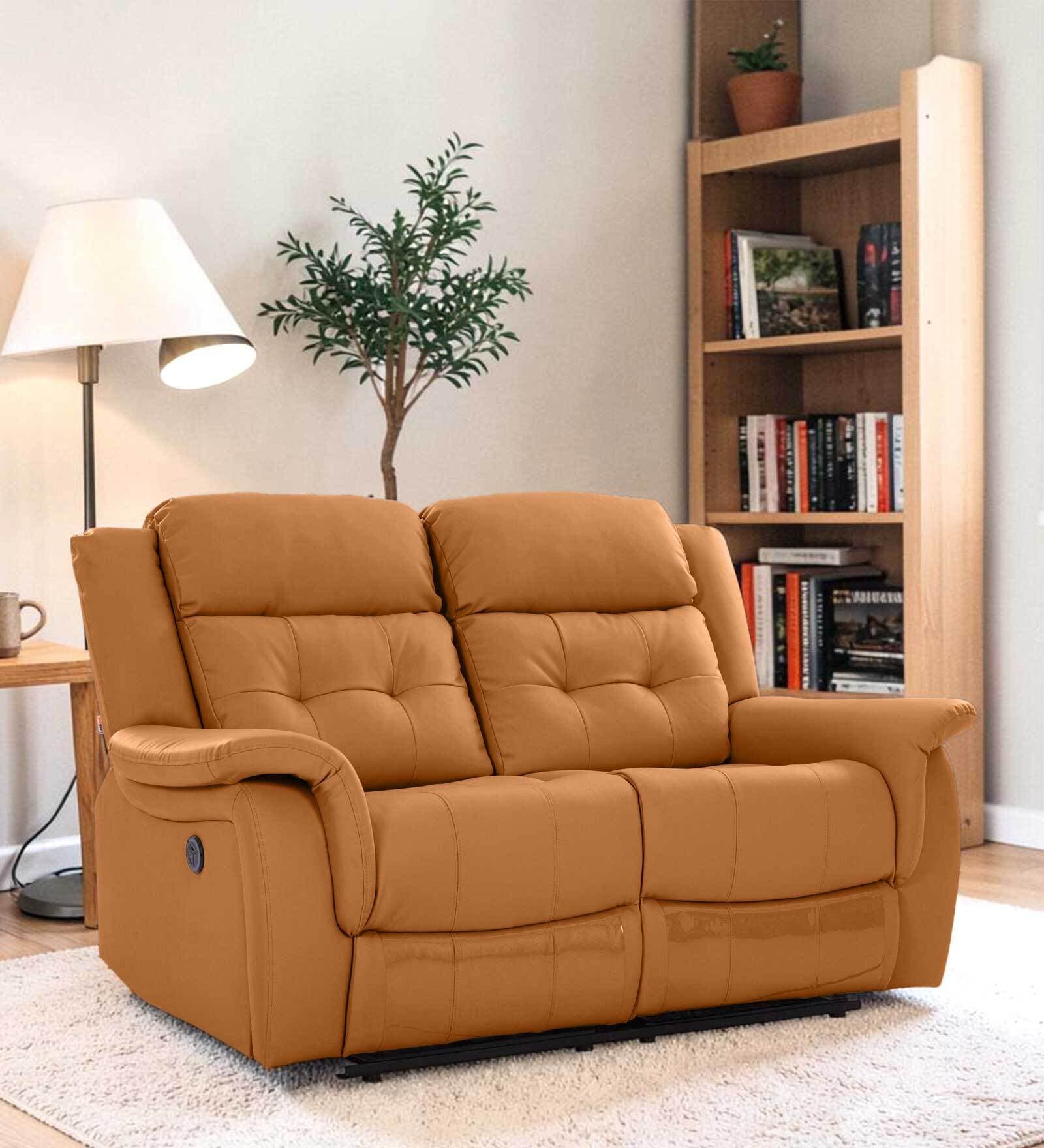 Norton Leatherette 2 Seater Motorized Recliner in Tan Colour