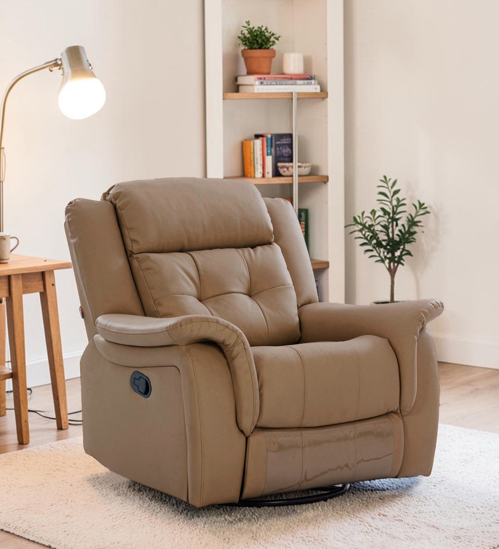 Norton RRR Leatherette 1 Seater Manual Recliner in Brown Colour With Rocker & Swivel