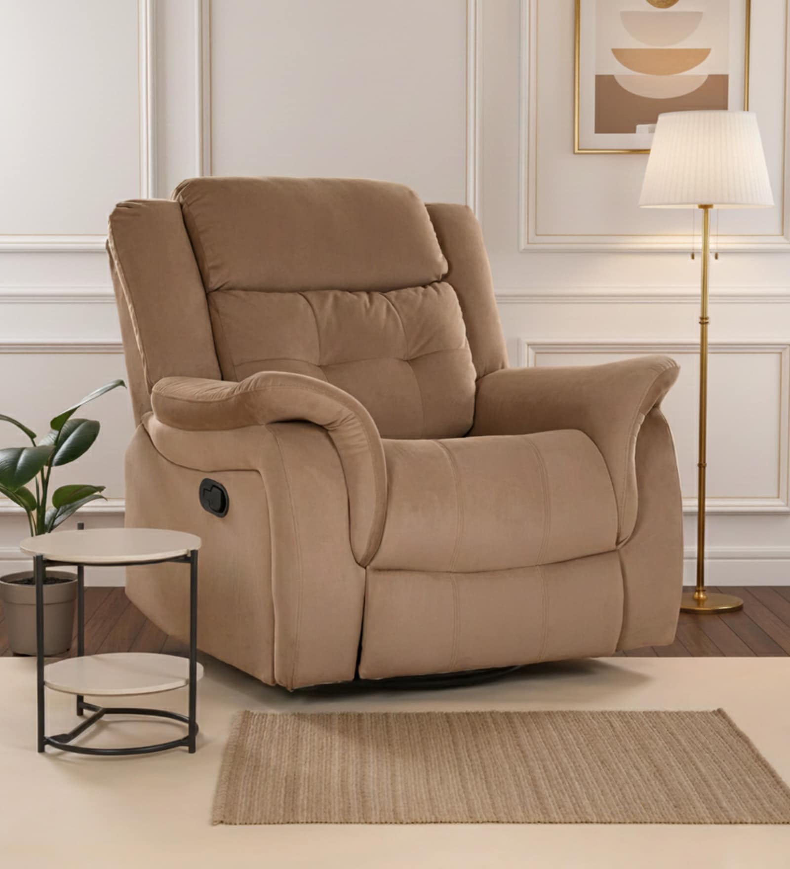 Norton RRR Velvet 1 Seater Manual Recliner in Brown Colour With Rocker & Swivel Norton RRR Velvet 1 Seater Manual Recliner in Brown Colour With Rocker & Swivel