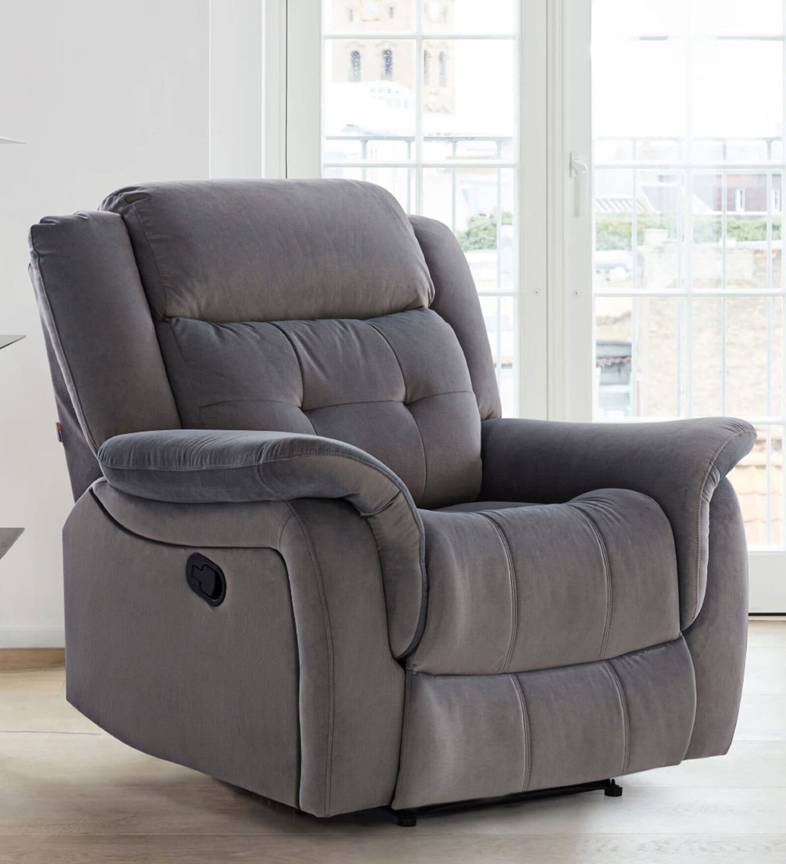 Norton Velvet 1 Seater Manual Recliner In Grey Colour