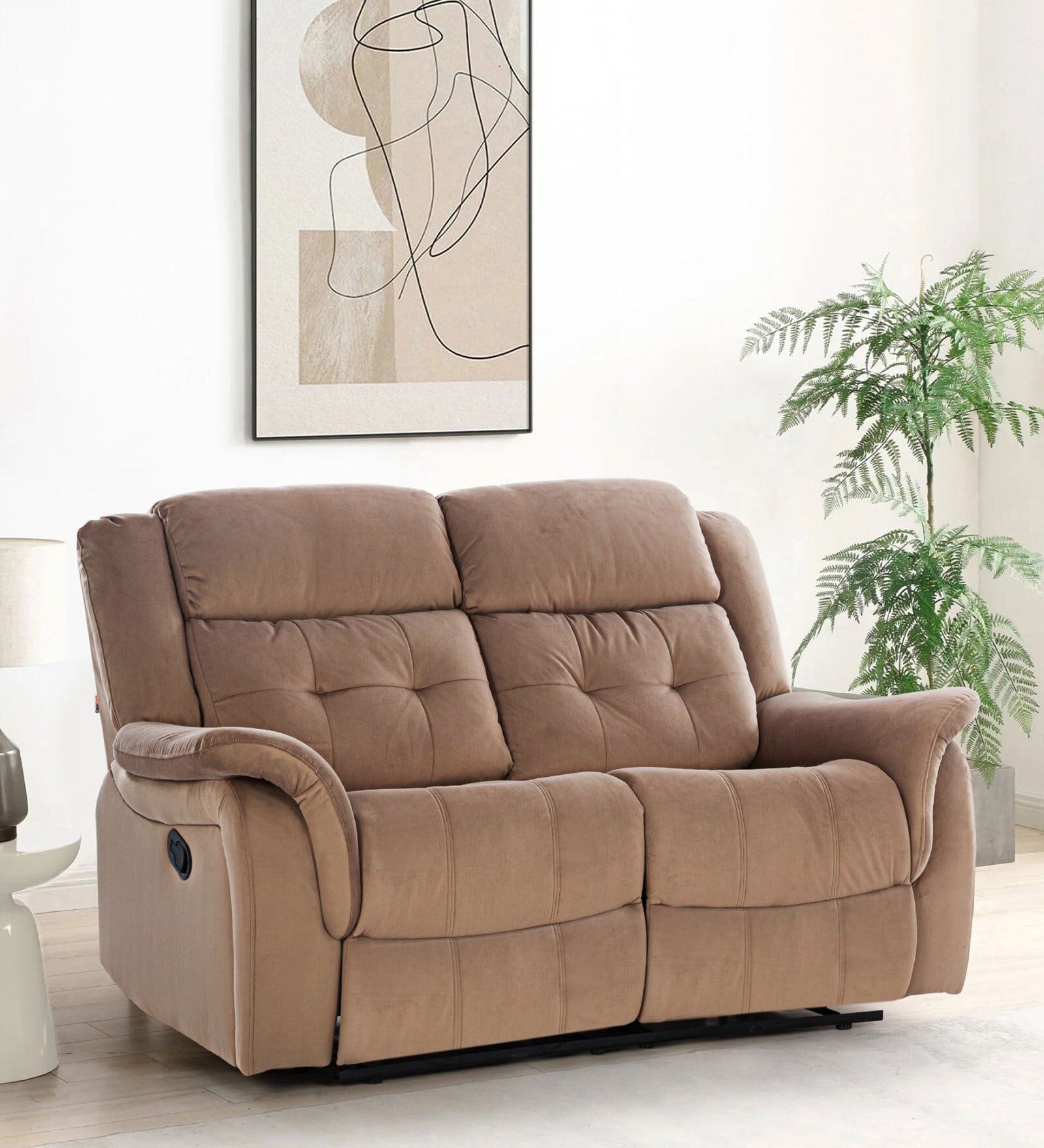Norton Velvet 2 Seater Manual Recliner In Brown Colour