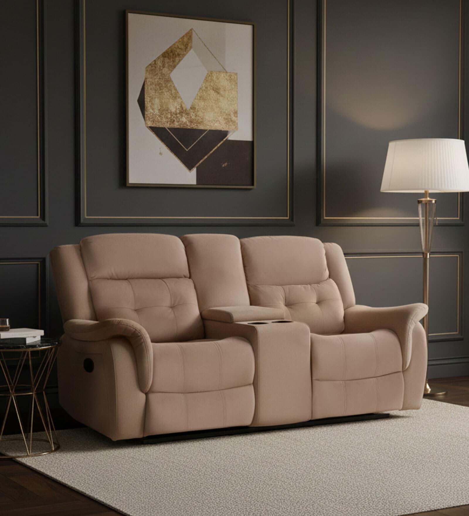 Norton Velvet 2 Seater Motorised Recliner with Console in Brown Colour Norton Velvet 2 Seater Motorised Recliner with Console in Brown Colour