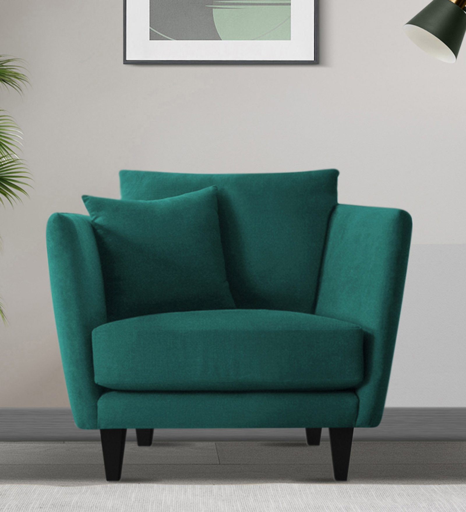 Norway Velvet 1 Seater Sofa in Arabian Green Colour