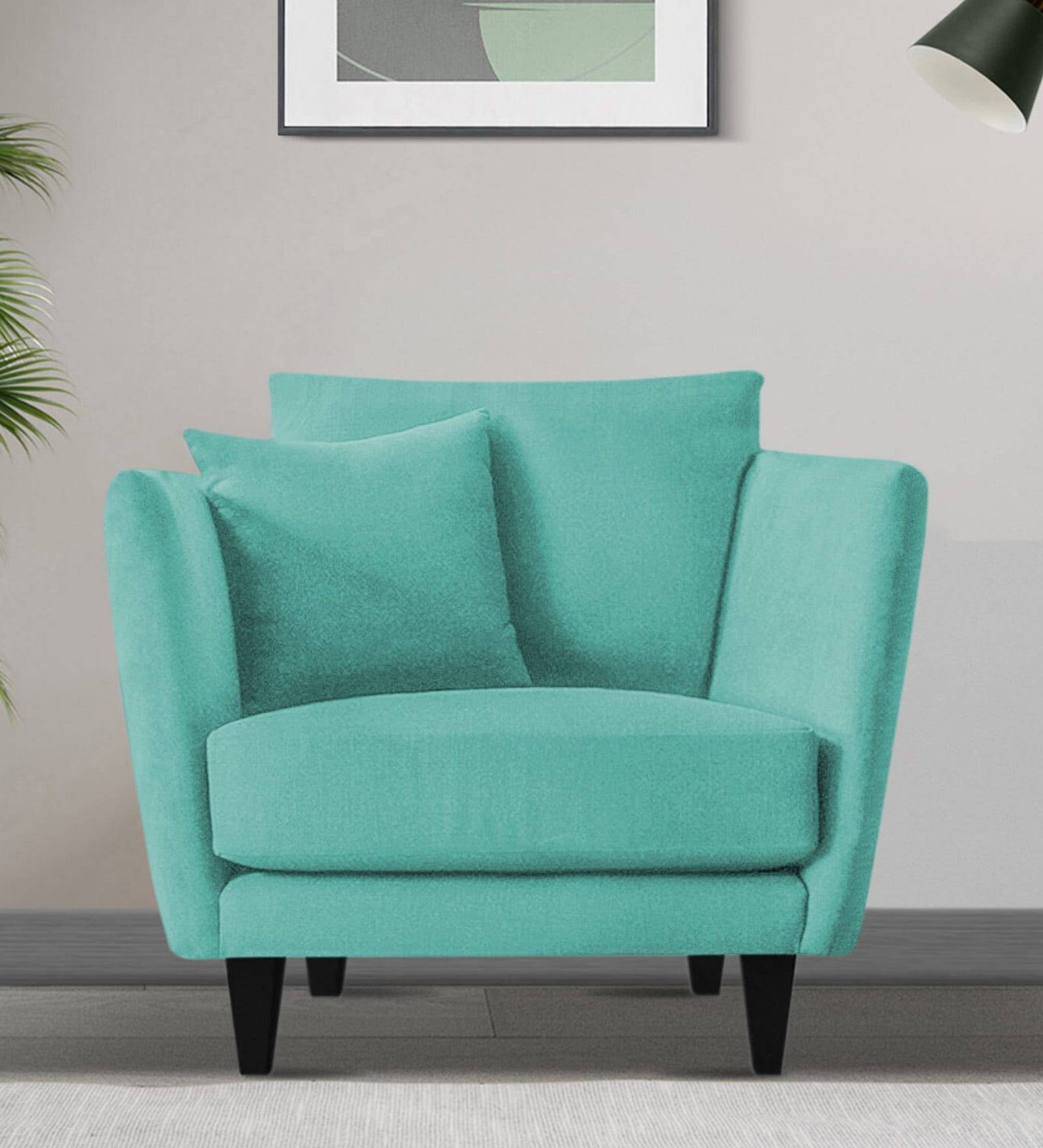 Norway Velvet 1 Seater Sofa in Barmuda Aqua Colour