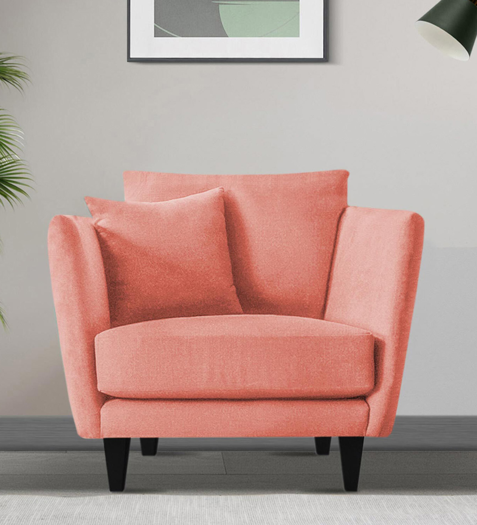 Norway Velvet 1 Seater Sofa in Blush Pink Colour
