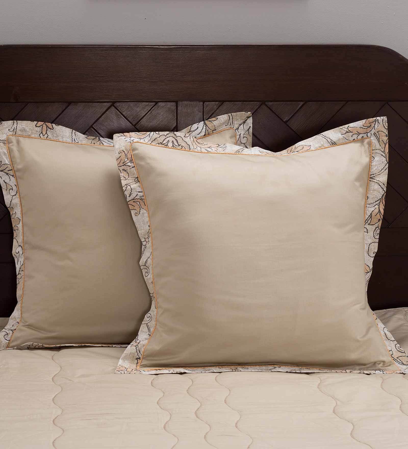 Nostalgic Attire Peach Solid 400 TC Cotton Set of 2 Pillow Euro Case