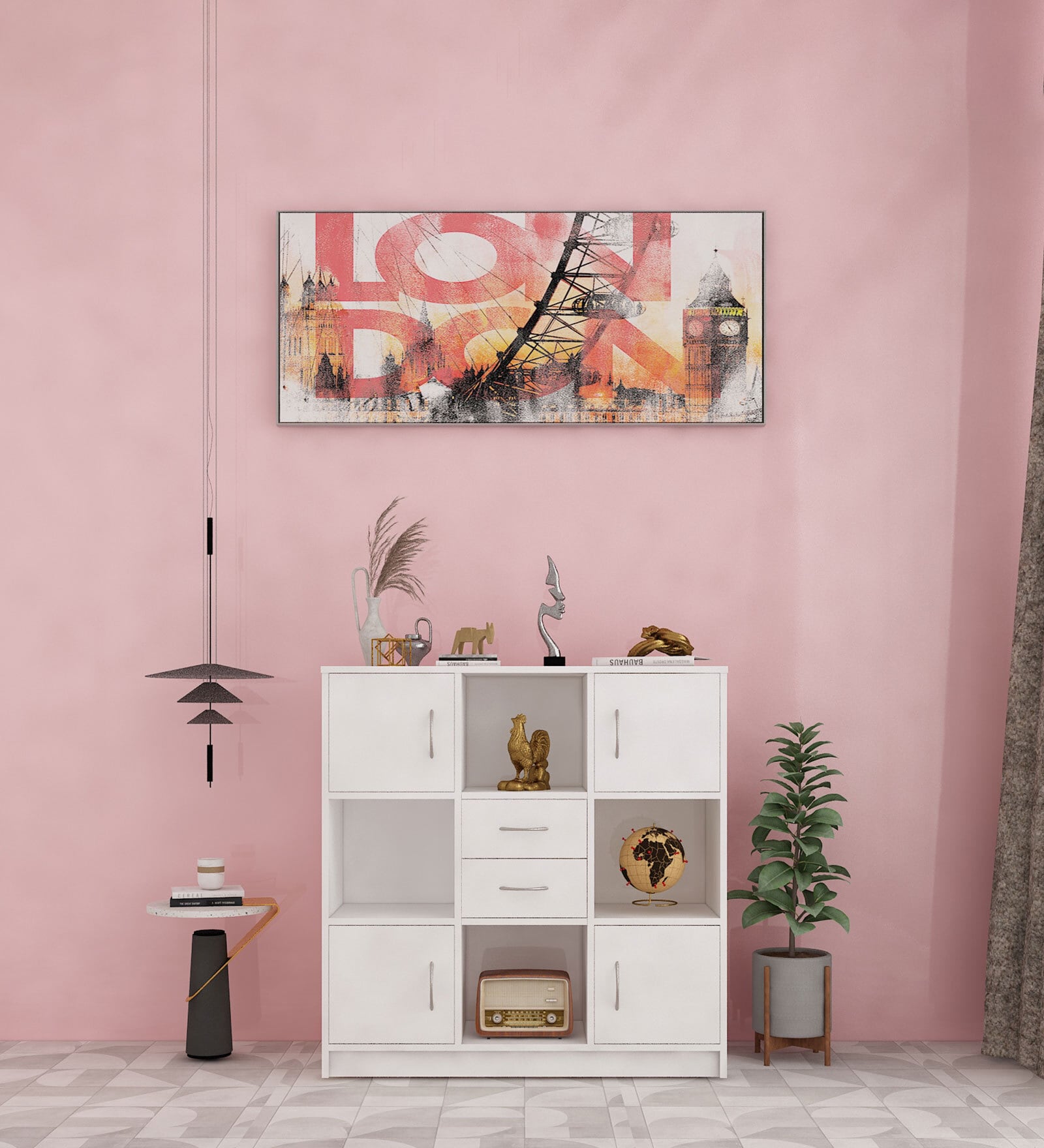 Notch Book Shelf in White Colour With Drawers