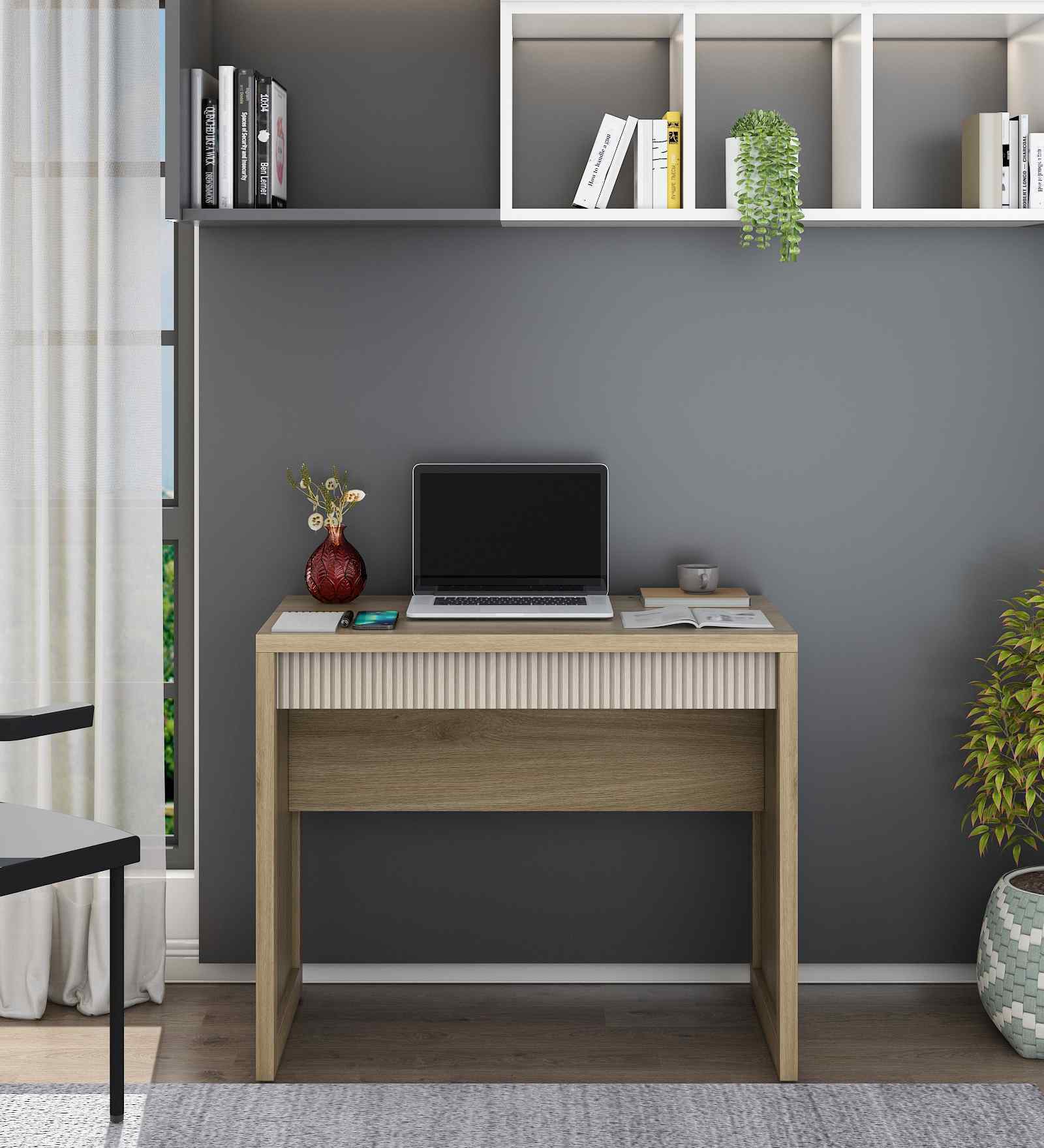 Note 90 Writing Table In Santana Oak & Bamboo Flute Finish