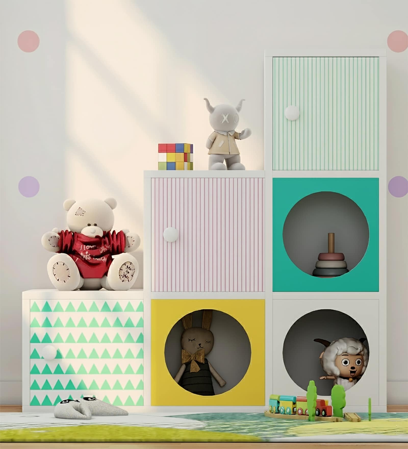 Noughts & Dots Step Storage Cabinet In White Colour