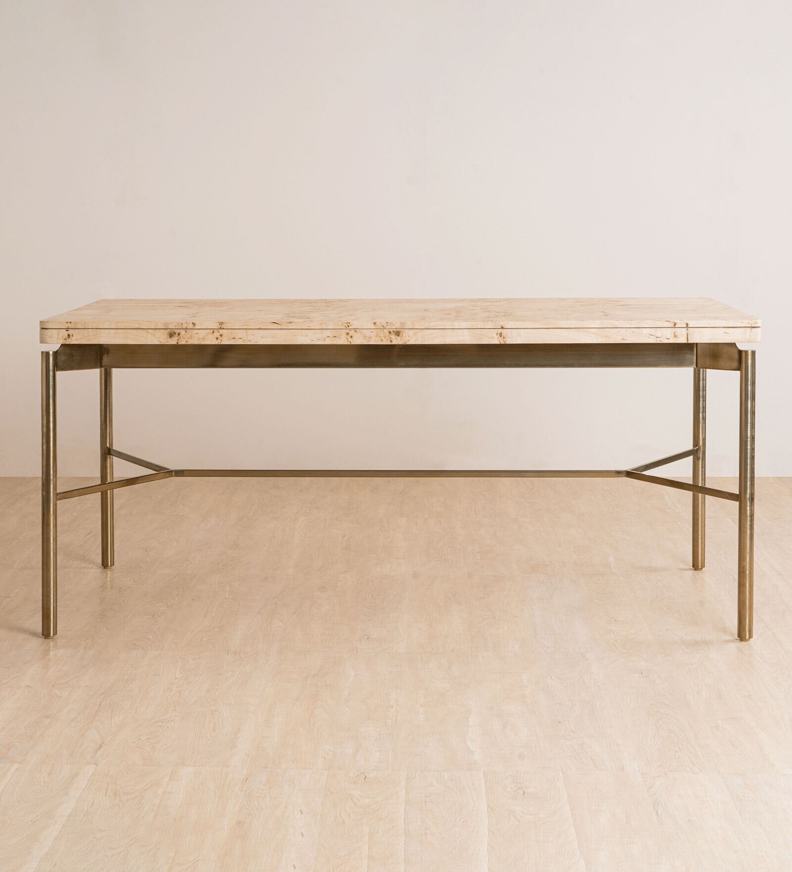 Nouve 6 seater Dining Table In Light Brushed Satin Brass Finish