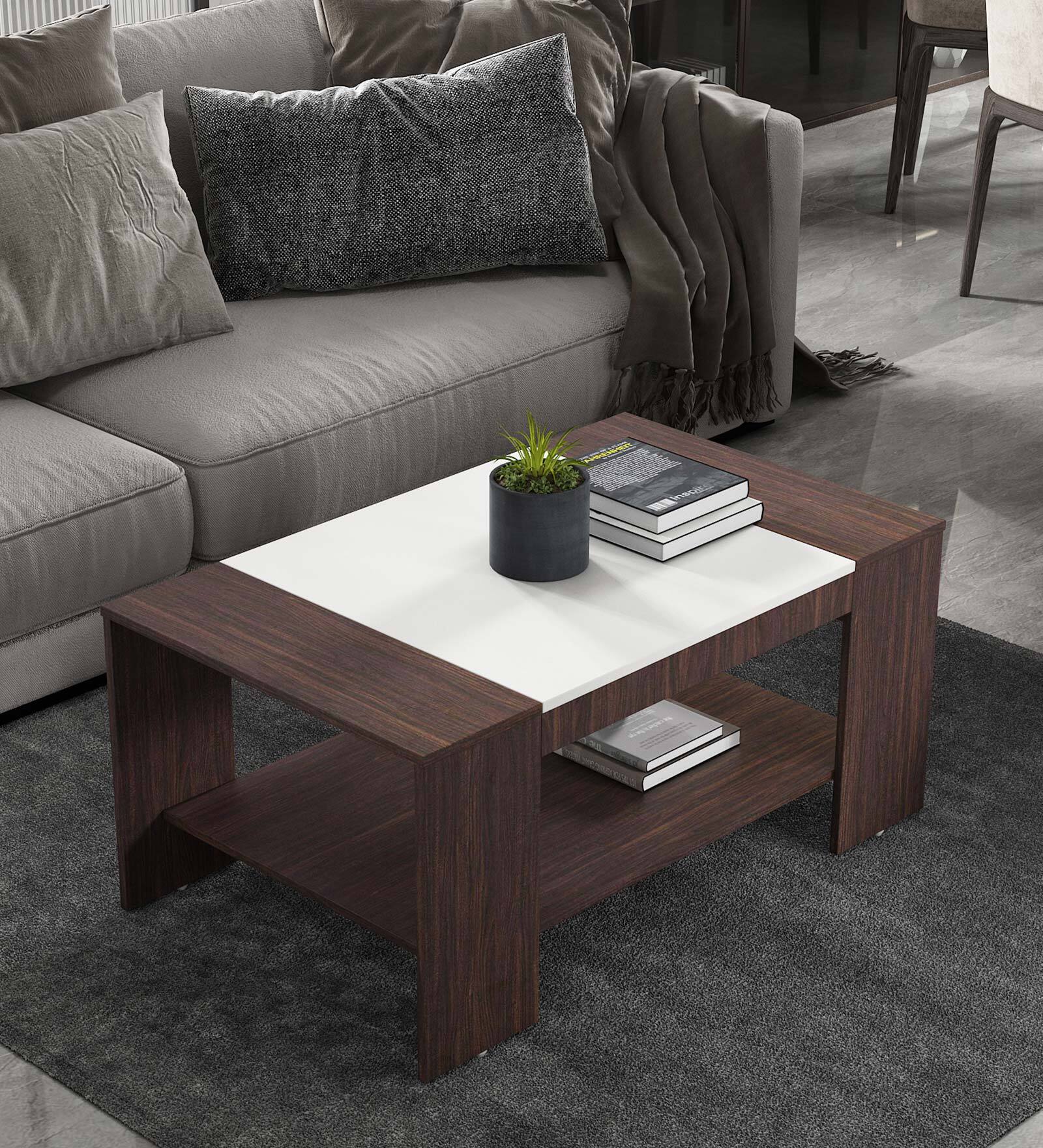 Buy Nova Coffee Table in Choco Walnut & Frosty White Colour at 26 OFF