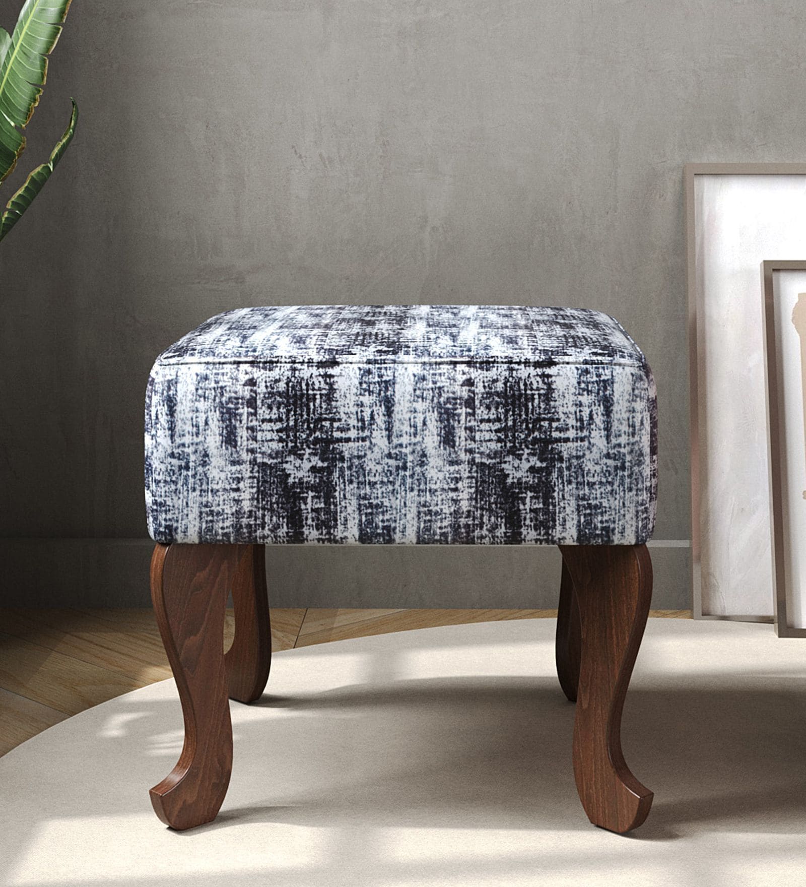 Nova Fabric Seating Stoole Black & White Finish