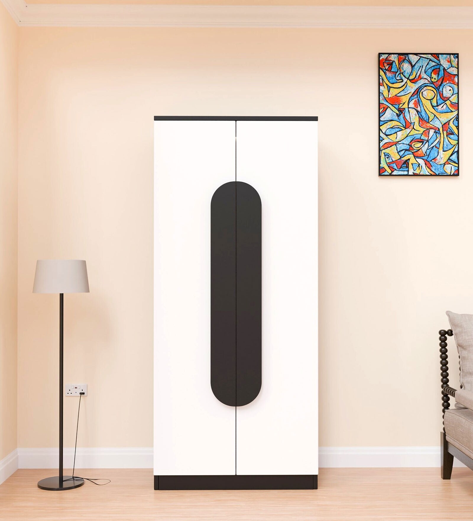 Novaarc 2 Door Wardrobe In Black & White Finish