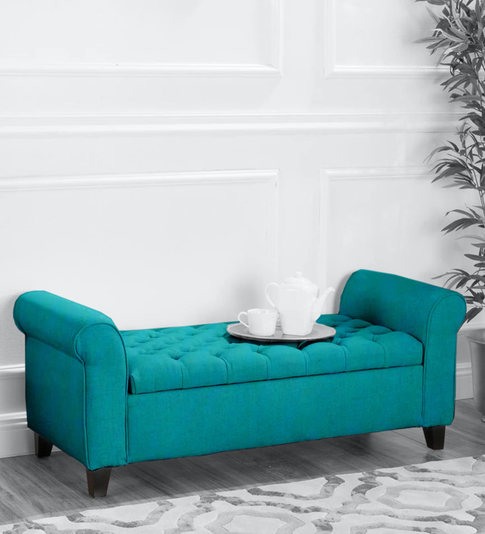 Nowia Recamier With Storage In Sea Green Colour
