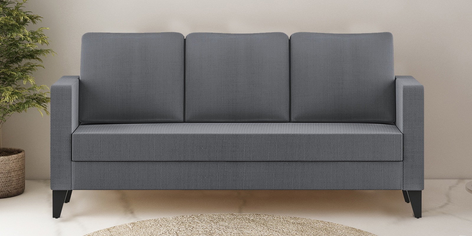 Norikura Fabric 3 Seater Sofa In Grey Colour