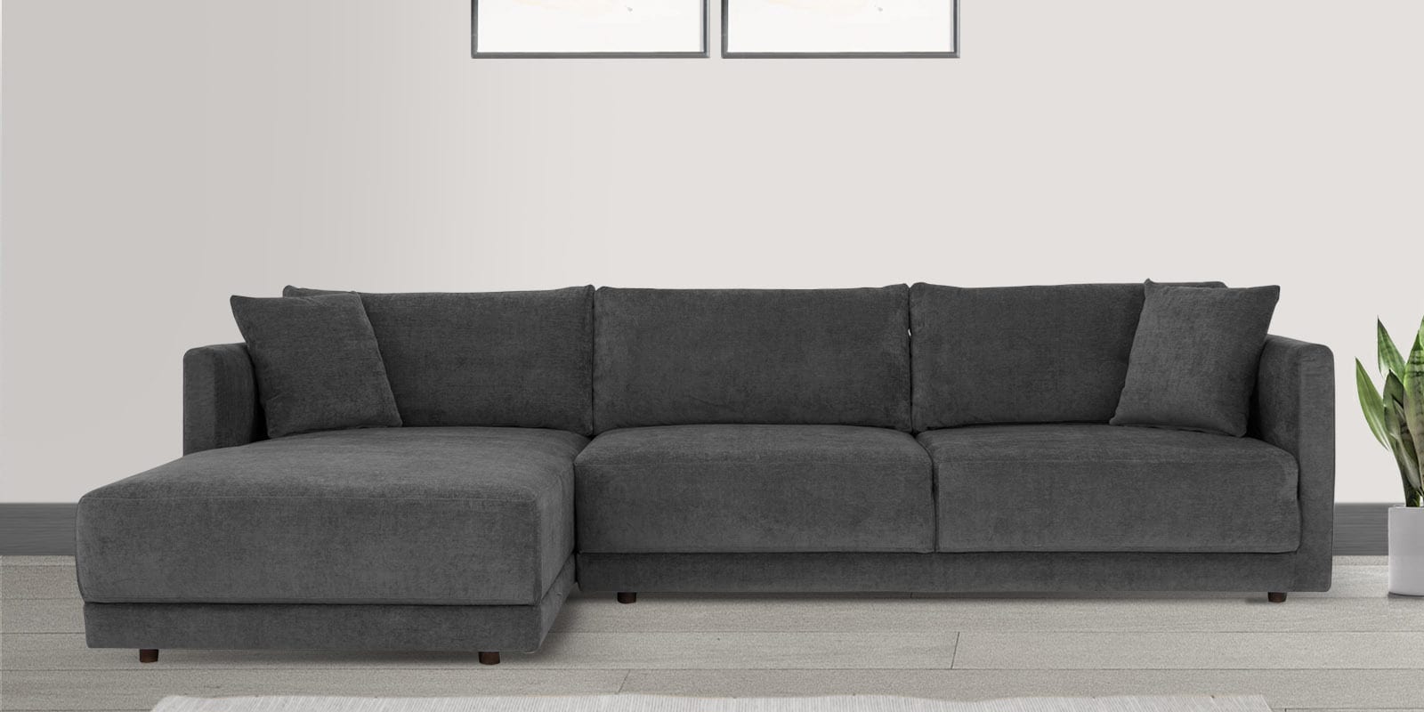 Northern Fabric RHS Sectional Sofa in Charcoal Grey Colour