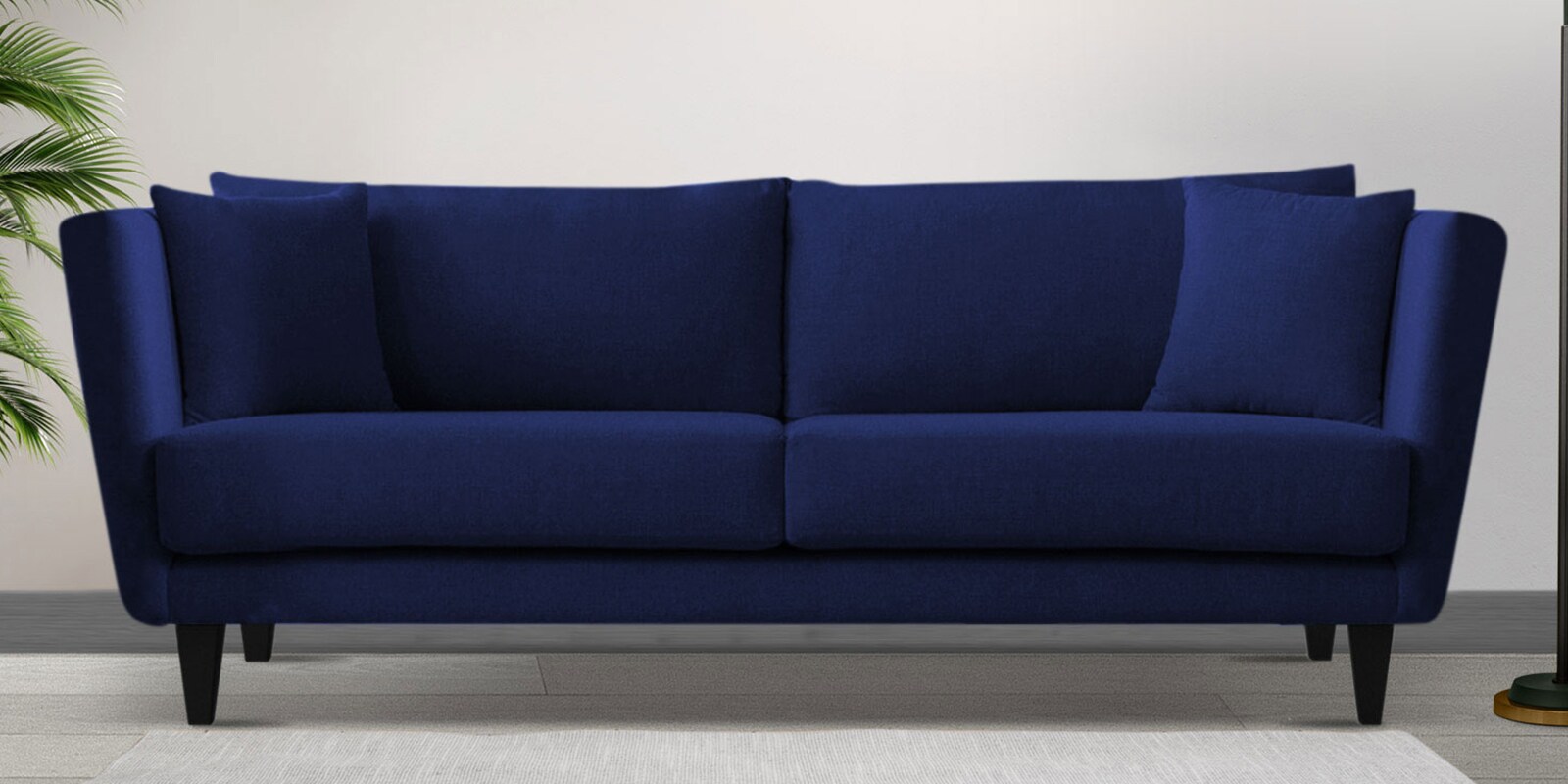 Buy Norway Velvet 3 Seater Sofa in Indigo Blue Colour at 66 OFF by