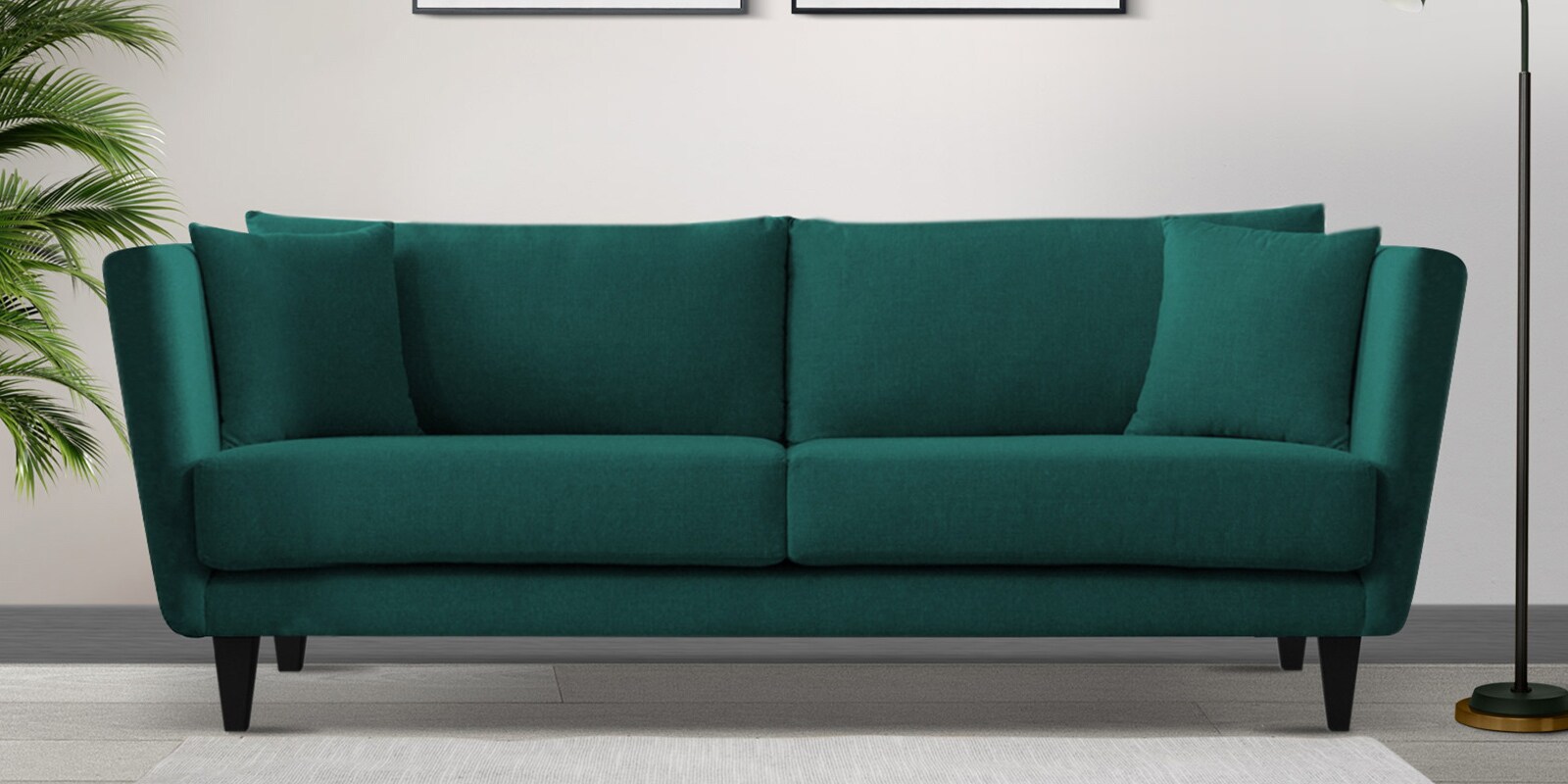 Buy Norway Velvet 3 Seater Sofa in Arabian Green Colour at 46% OFF by ...