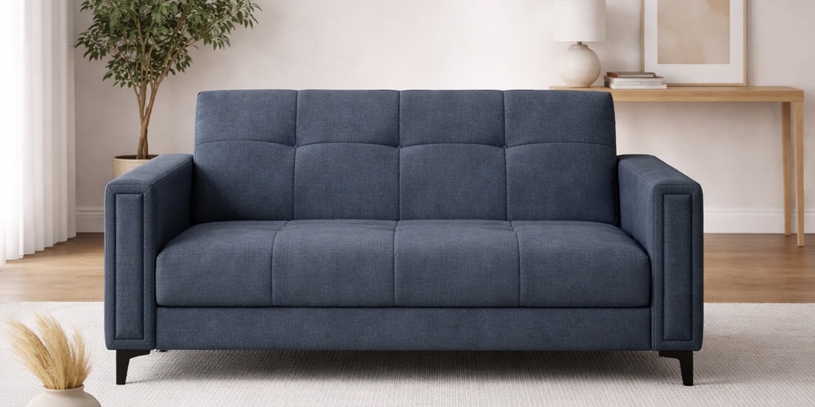 Nova 2 Seater Fabric Sofa In Dark Grey Color.