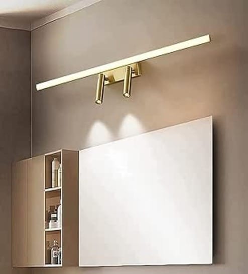 Noah 600mm Mirror Light Gold Body with Spot Warm White LED 16W + 2 3W Bathroom Vanity Wall Light