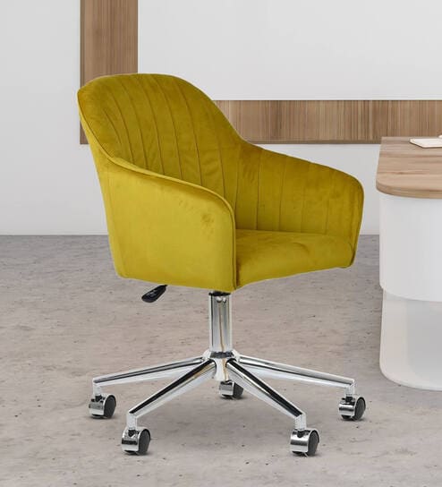 Noah Velvet Guest Chair In Yellow Colour
