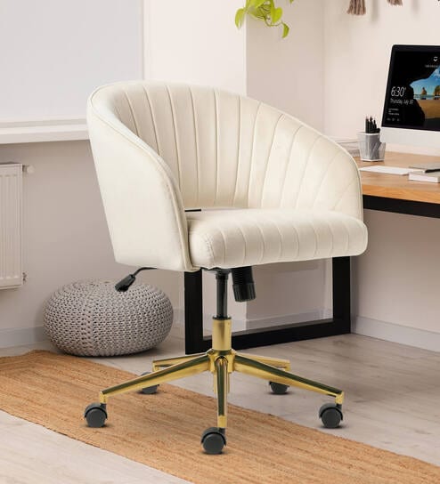 Noah Velvet Guest Chair In Off White Colour