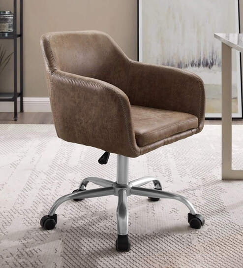 Noah Leatherette Guest Chair In Brown Colour
