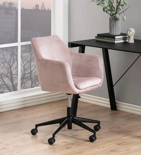 Noah Fabric Guest Chair In Pink Colour