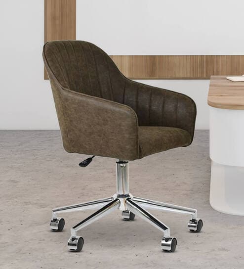 Noah Leatherette Guest Chair In Brown Colour
