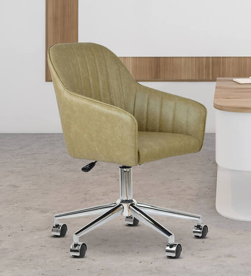 Noah Leatherette Guest Chair In Moss Colour